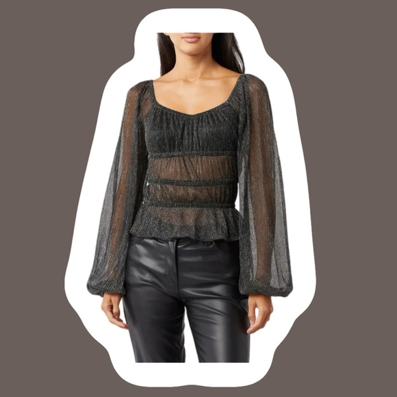 Melrose and Market Tops - Melrose and Market | Glitter | Mesh | Long Sleeve | Peplum Top | NWT | size m